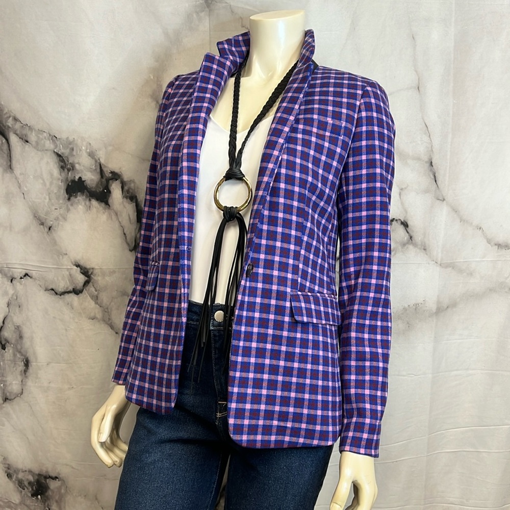 J. Crew Purple & Pink Plaid Regent Blazer